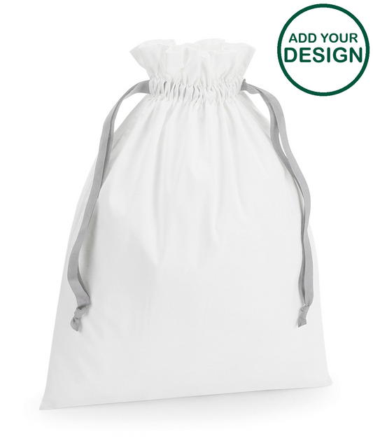 Cotton gift bag with ribbon drawstring