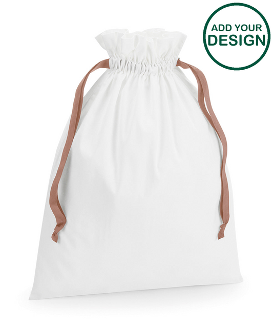 Cotton gift bag with ribbon drawstring