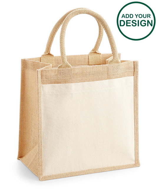 Cotton pocket jute midi tote