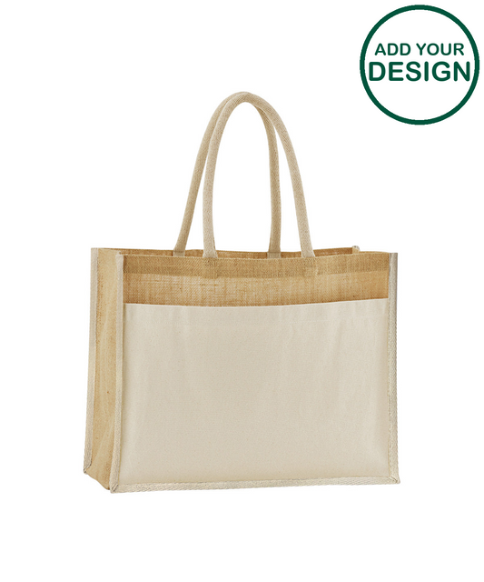 Cotton pocket natural starched jute shopper