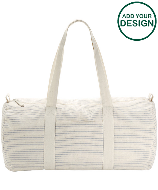 Striped organic cotton barrel bag