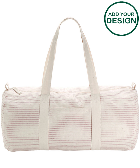 Striped organic cotton barrel bag