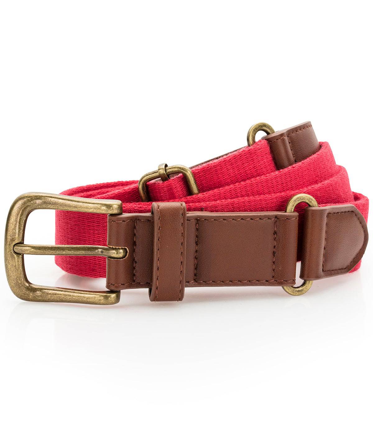 Faux leather and canvas belt