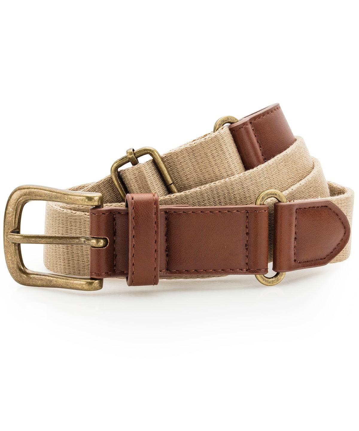 Faux leather and canvas belt