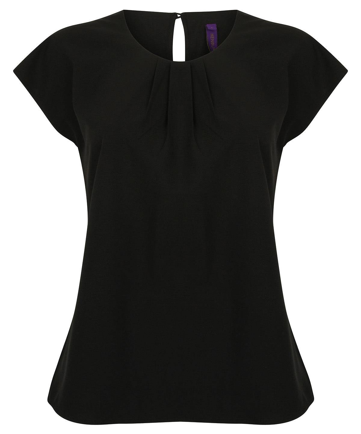 Women's pleat front short sleeve blouse