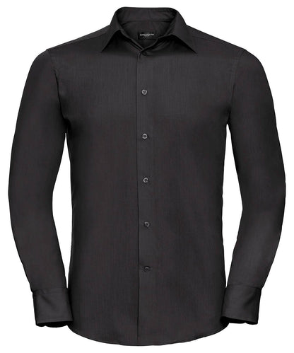 Long sleeve polycotton easycare fitted poplin shirt