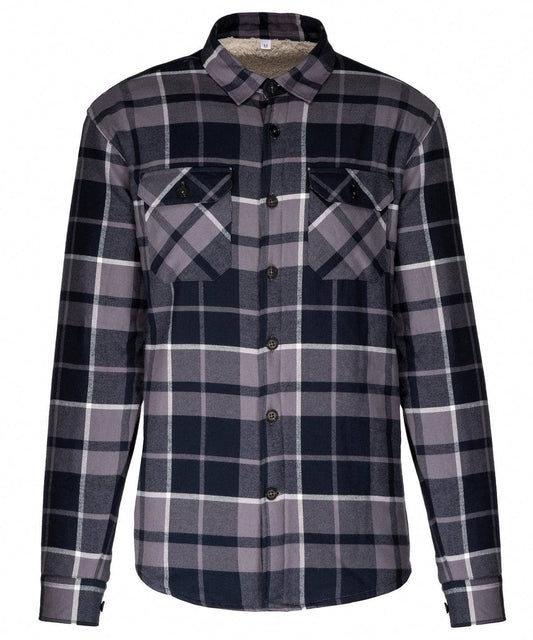 Sherpa-lined checked shirt jacket