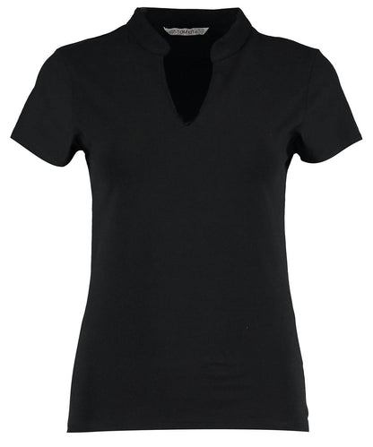 Women's corporate short-sleeved top v-neck mandarin collar (regular fit)