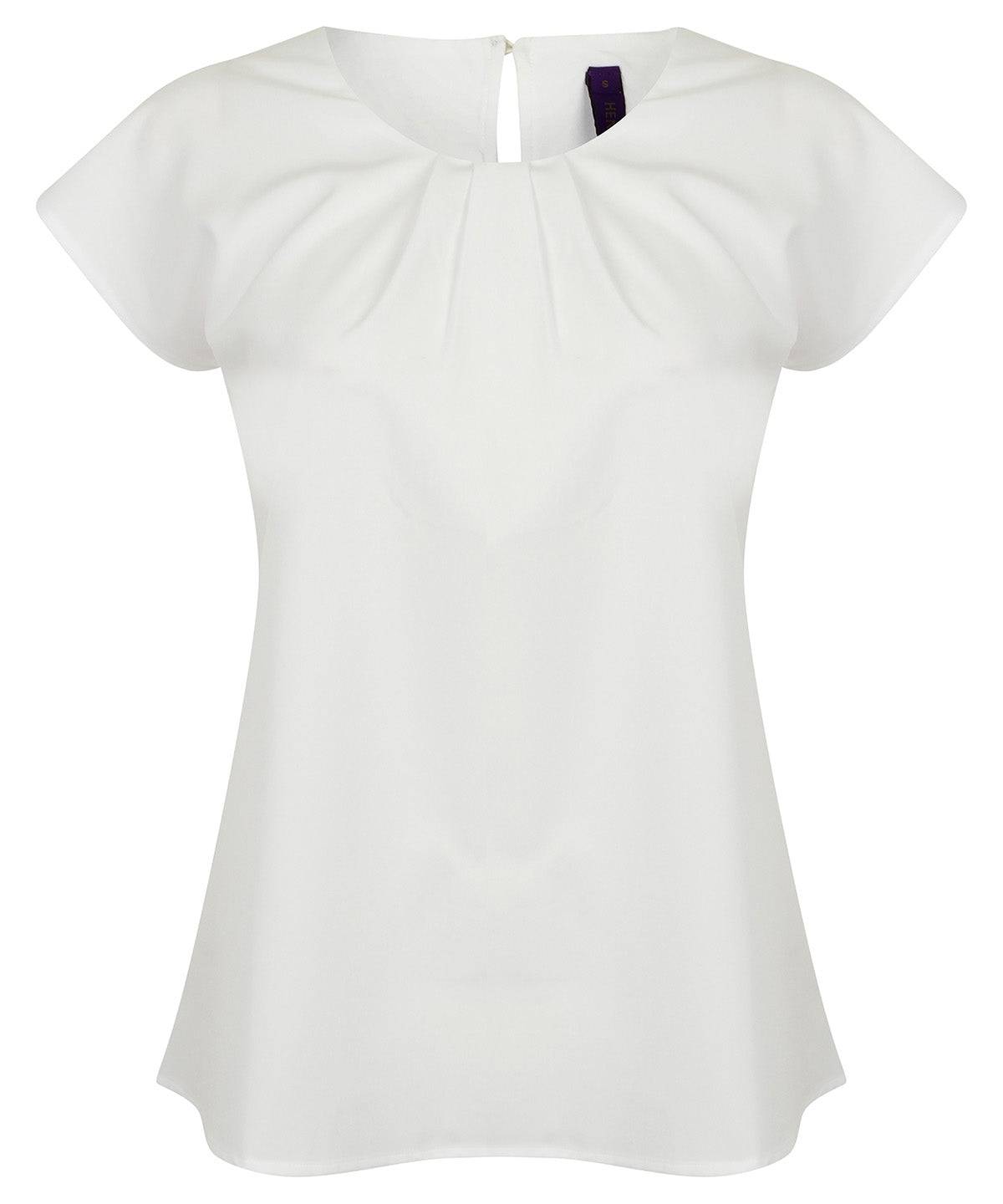 Women's pleat front short sleeve blouse